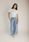 The Raymond Pin Tuck Detail Pant in Denim Stripe