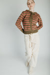 The Wayment Hooded Cardigan in Olive Stripe