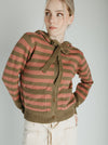 The Wayment Hooded Cardigan in Olive Stripe