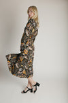 The Pollick Floral Midi Dress in Black Multi