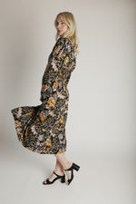 The Pollick Floral Midi Dress in Black Multi