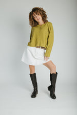 The Jori Knit Button-Up Cardigan in Moss Green