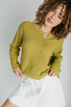 The Jori Knit Button-Up Cardigan in Moss Green