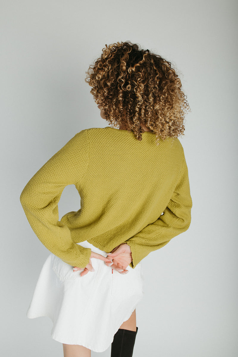 The Jori Knit Button-Up Cardigan in Moss Green
