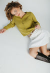 The Jori Knit Button-Up Cardigan in Moss Green