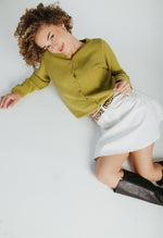 The Jori Knit Button-Up Cardigan in Moss Green