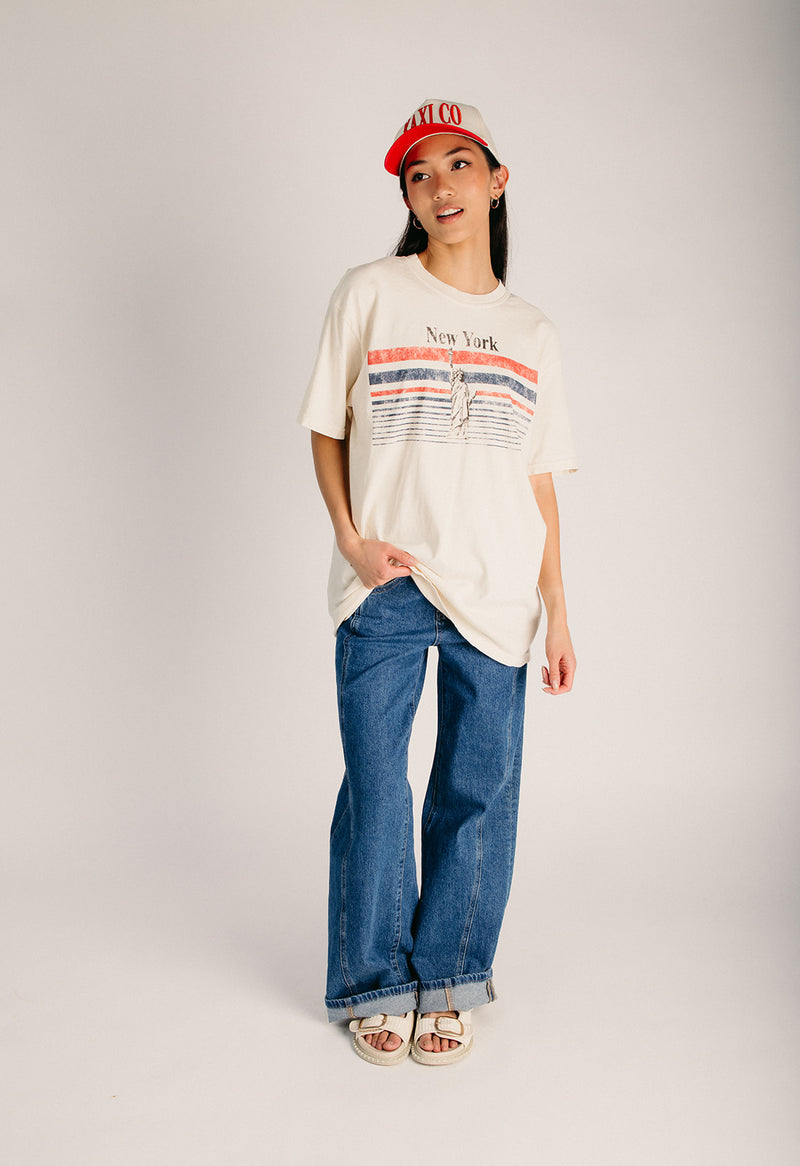 The Vintage New York Oversized Tee in Ivory – Piper & Scoot