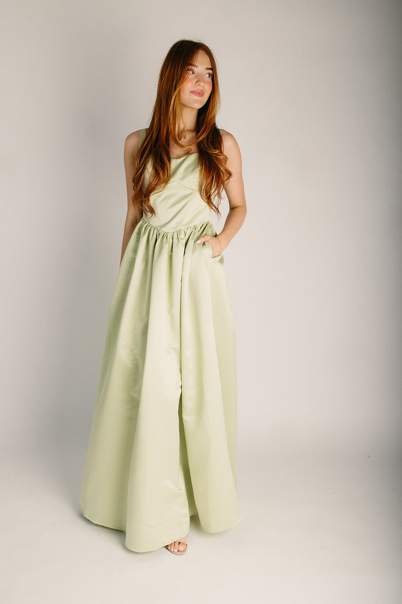 light green maxi dress The Zurline Gown in Light Green – Piper & Scoot