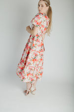 The Cedar Floral Belted Midi Dress in Pink