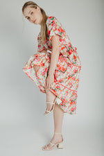 The Cedar Floral Belted Midi Dress in Pink