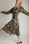 The Pollick Floral Midi Dress in Black Multi