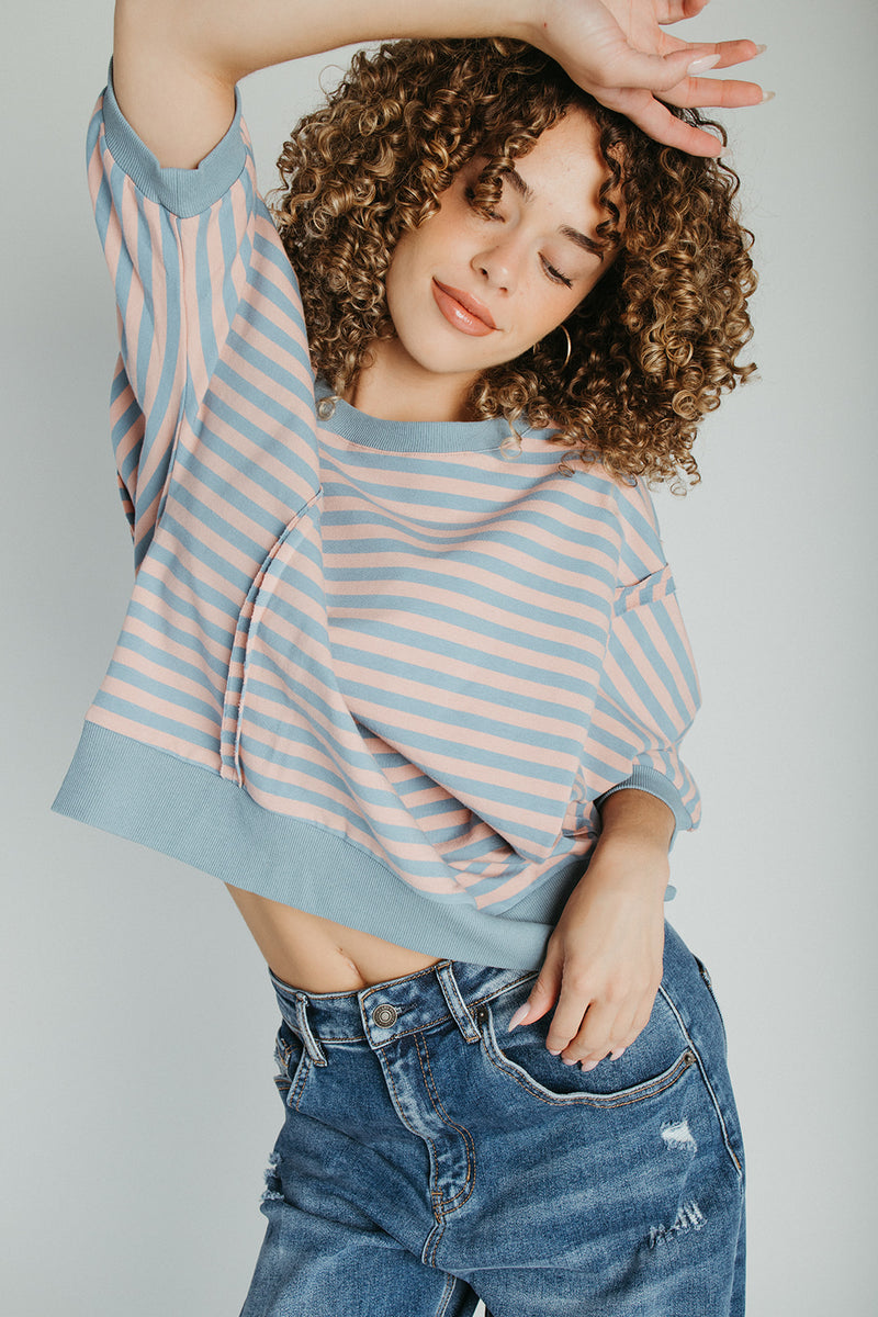 The Myriam Striped Pullover in Blue Multi