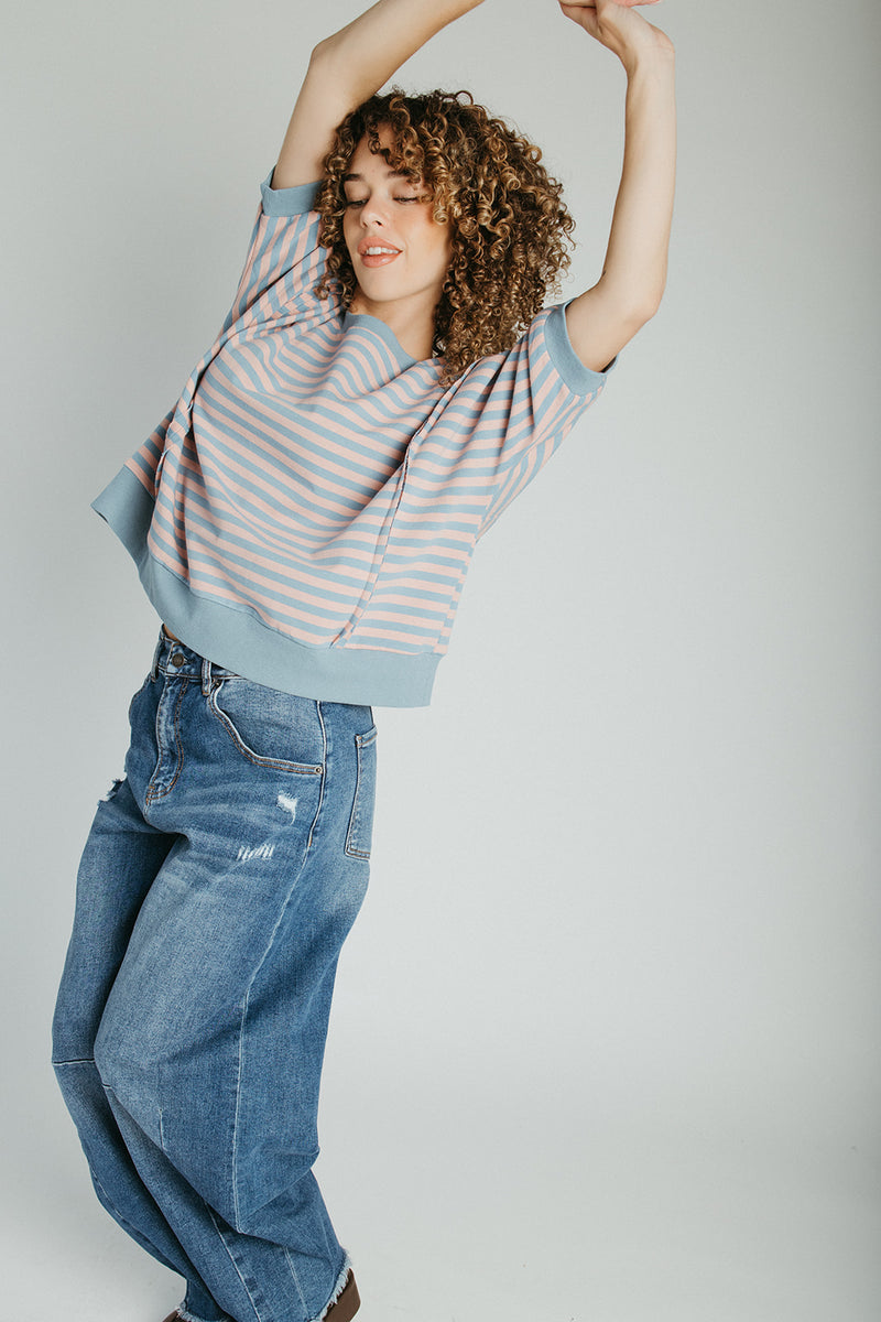 The Myriam Striped Pullover in Blue Multi
