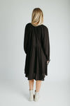 The Edith Checkered Detail Midi Dress in Black