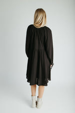 The Edith Checkered Detail Midi Dress in Black