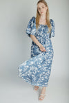 The Bandix Floral Textured Midi Dress in Navy