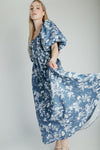 The Bandix Floral Textured Midi Dress in Navy