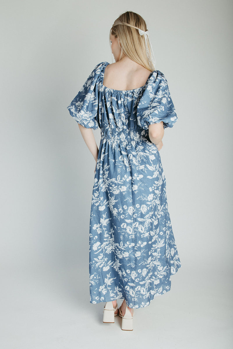 The Bandix Floral Textured Midi Dress in Navy
