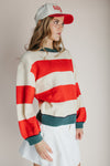 The Lorenzo Colorblock Sweater in Cream + Red