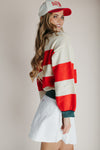 The Lorenzo Colorblock Sweater in Cream + Red