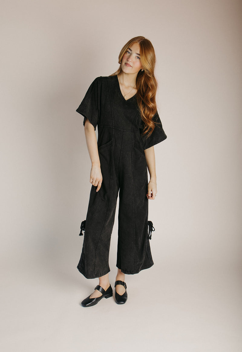The Wardell Washed Knit Jumpsuit in Black