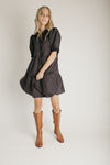 The Nancy Plaid Button-Up Dress in Black