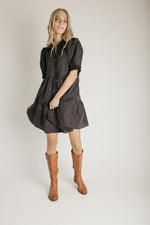 The Nancy Plaid Button-Up Dress in Black