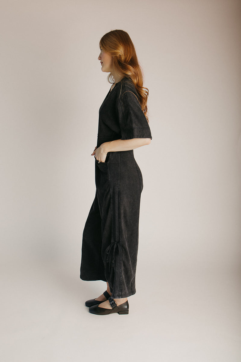 The Wardell Washed Knit Jumpsuit in Black