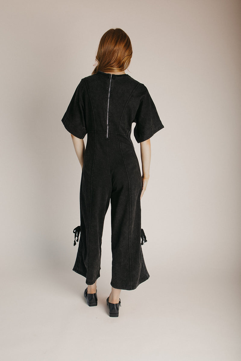 The Wardell Washed Knit Jumpsuit in Black