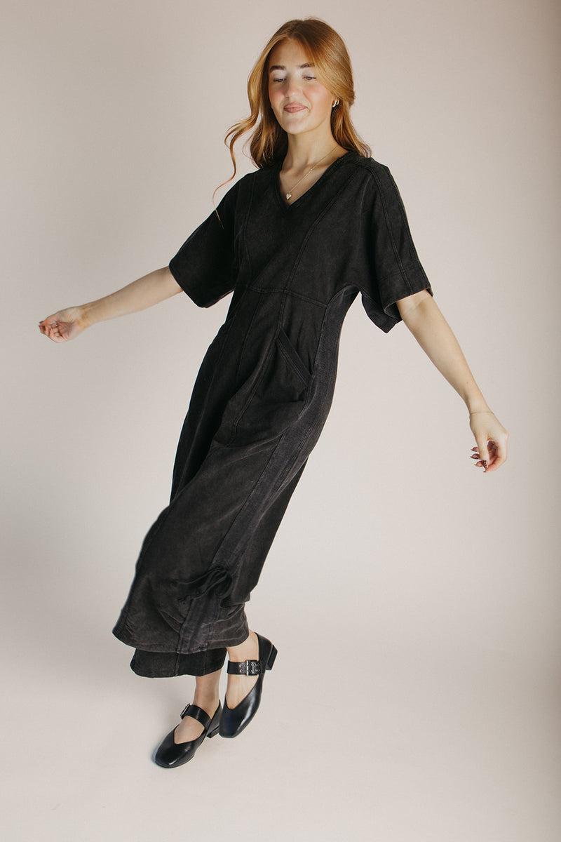 The Wardell Washed Knit Jumpsuit in Black