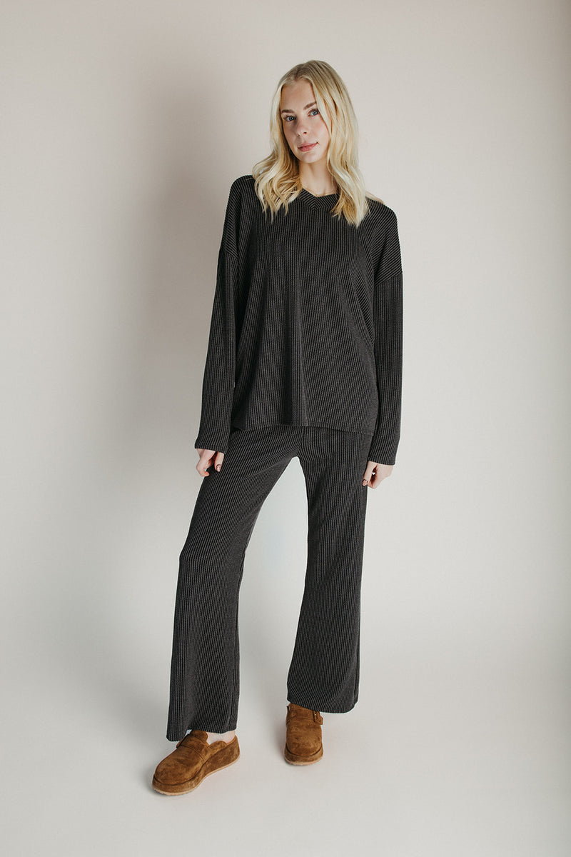 The Denniston Ribbed Knit Set in Charcoal