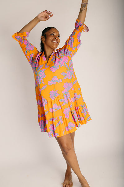 The Anamy Shift Floral Dress in Orange + Pink – Piper & Scoot