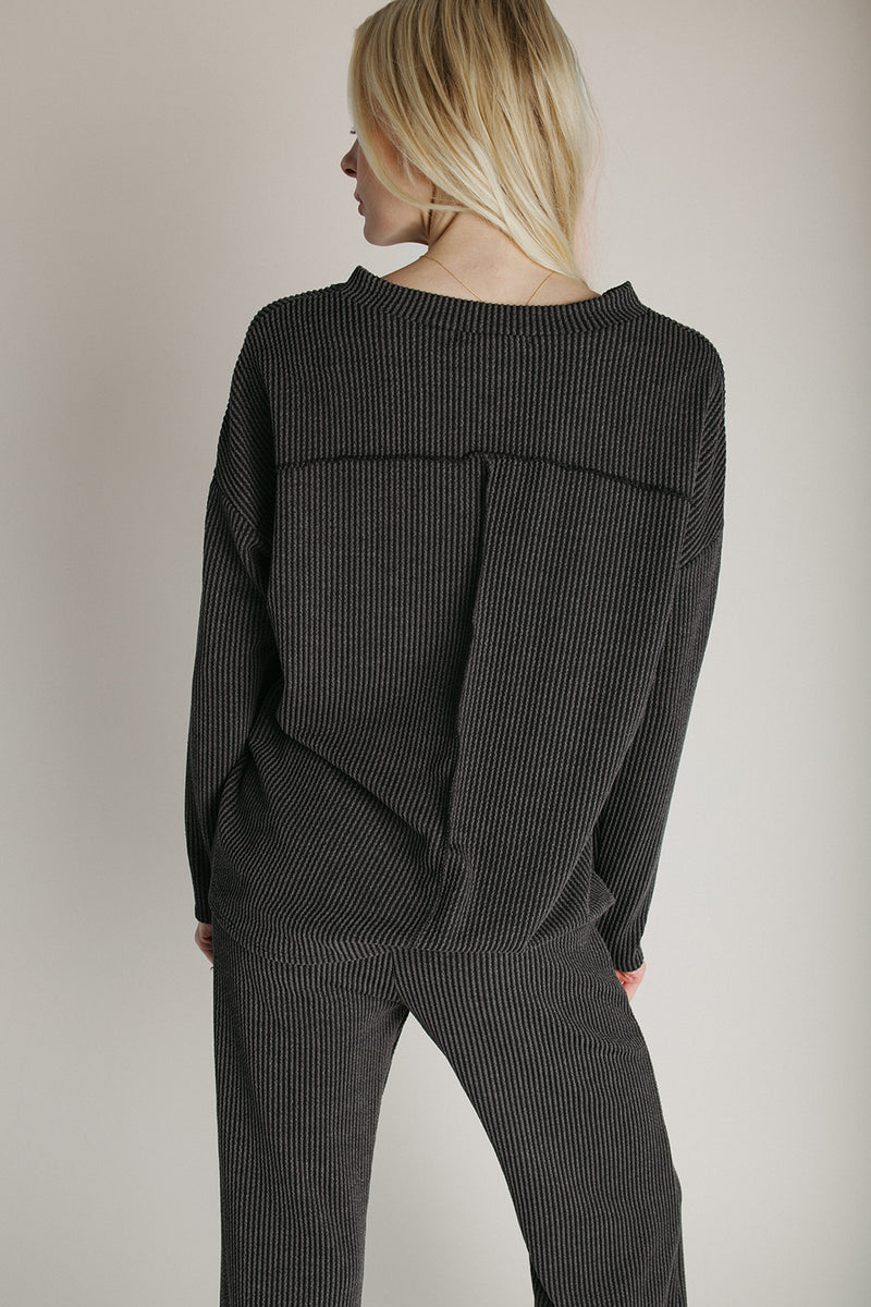 The Denniston Ribbed Knit Set in Charcoal