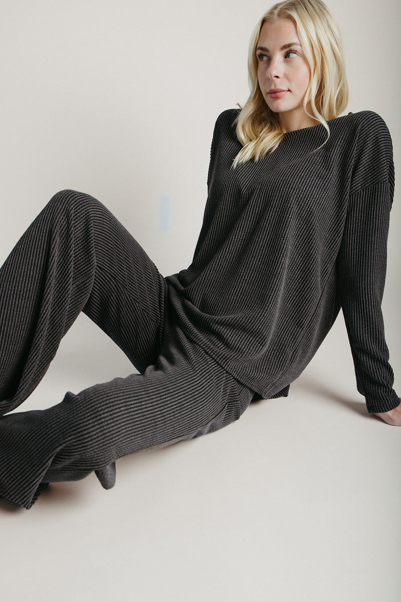 The Denniston Ribbed Knit Set in Charcoal