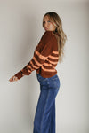 The Samoza Striped Collared Sweater in Brick + Terracotta