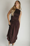 The Statham Boat Neck Maxi Dress in Chocolate