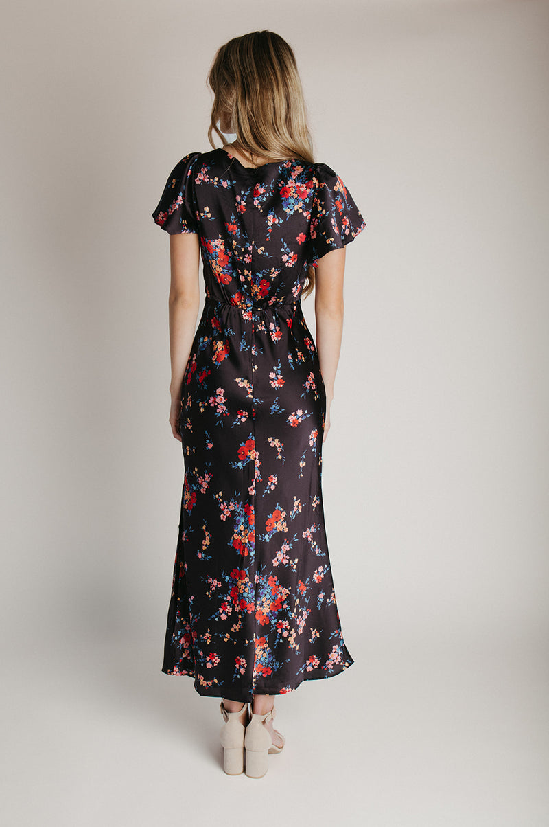 The Franco Flutter Sleeve Maxi Dress in Nightfall Bloom