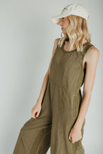 The Bandela Wide Leg Tank Overall in Olive