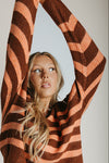 The Samoza Striped Collared Sweater in Brick + Terracotta