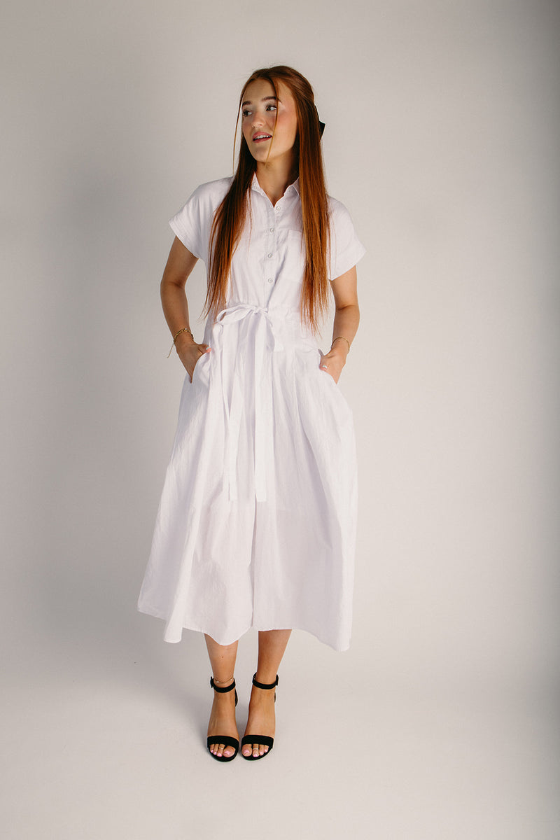 white maxi shirt dress The Sherwin Button-Up Shirt Maxi Dress in Off-White Medium