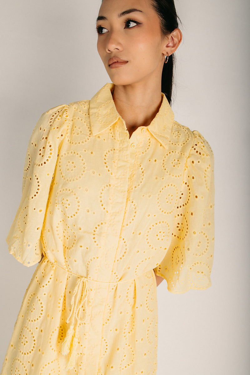 The Casper Eyelet Midi Dress in Spring Yellow – Piper & Scoot