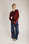 The Octavia Velvet Side Tape Wide Leg Pant in Denim