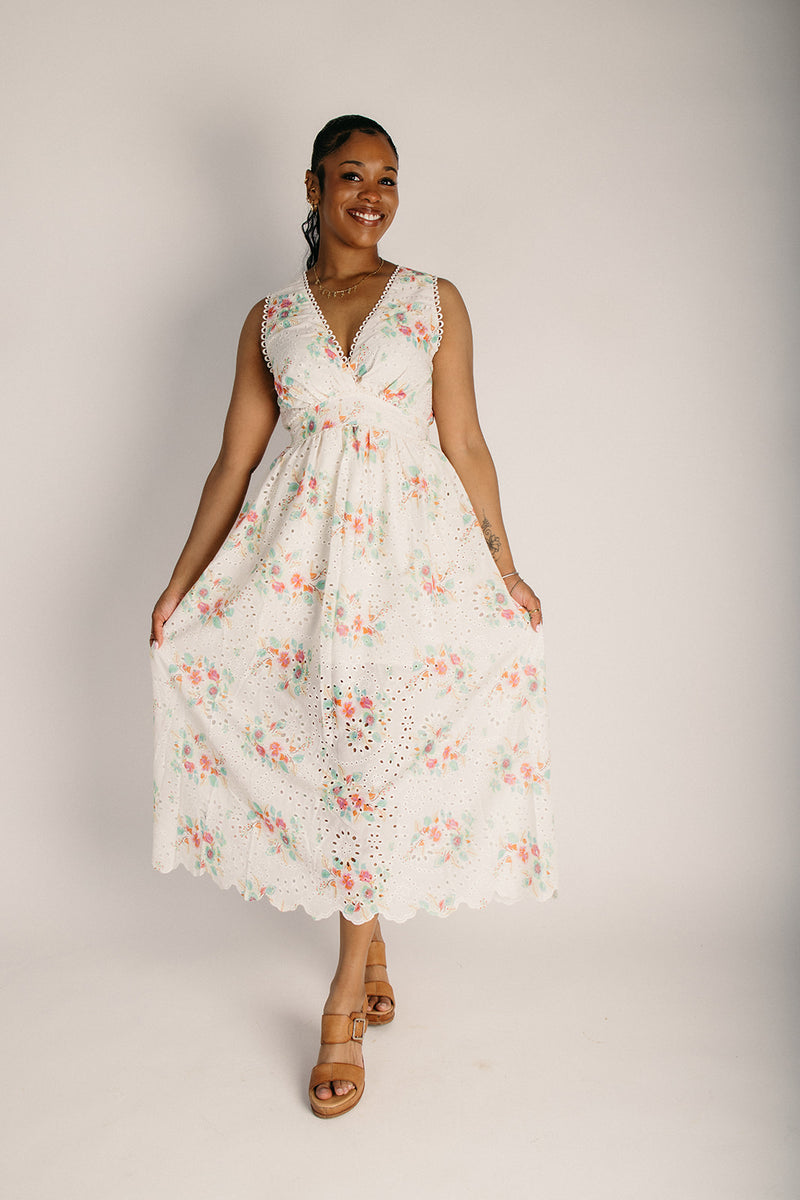 The Andras Eyelet Floral Maxi Dress in Summer Garden Medium