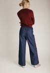 The Octavia Velvet Side Tape Wide Leg Pant in Denim