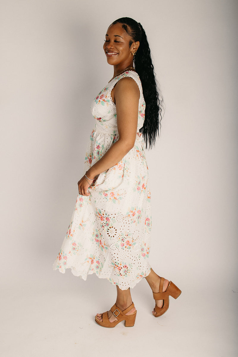 summer garden maxi dress The Andras Eyelet Floral Maxi Dress in Summer Garden Medium