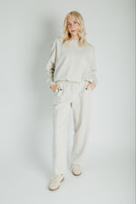 The Goldie Bubble Hem Pullover in Heathered Oat