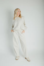 The Goldie Bubble Hem Pullover in Heathered Oat