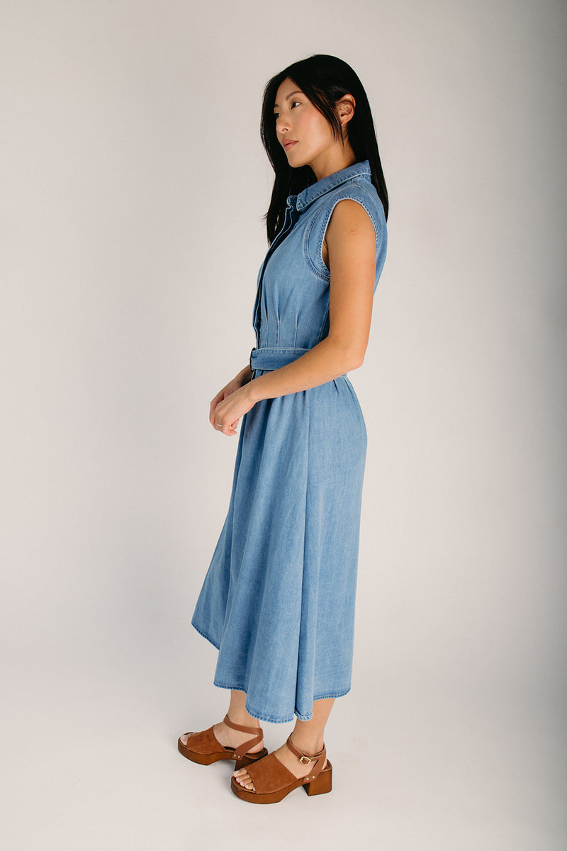 midi dress button down The Horan Button-Down Midi Dress in Denim – Piper & Scoot