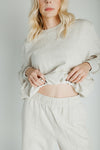 The Goldie Bubble Hem Pullover in Heathered Oat