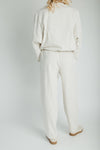 The Goldie Bubble Hem Pullover in Heathered Oat